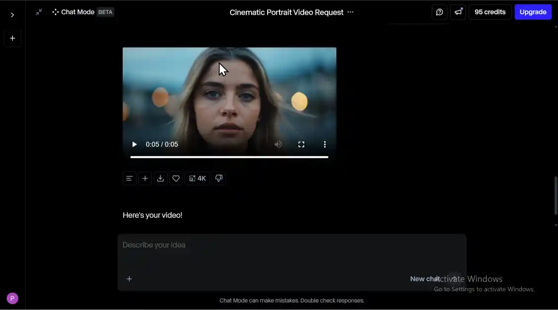 مثال على Camera Controls في Runway